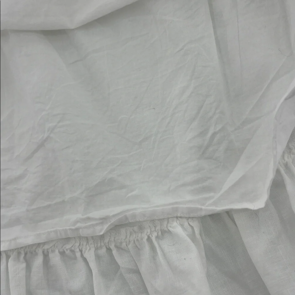 J Crew Linen Ruffle Faux Wrap Skirt White Size 8 resort spring mature vacation - Picture 9 of 11